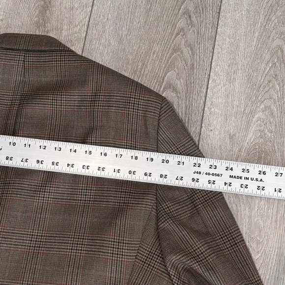 John W Nordstrom Mens 44R Blazer Sport Coat Brown LORO PIANA Wool Plaid Jacket - Picture 9 of 10